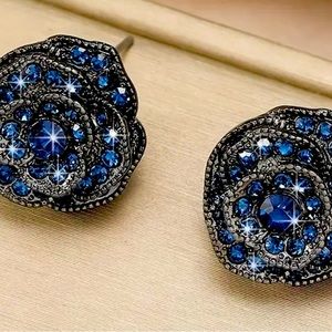 Earrings Blue Rose Blingy